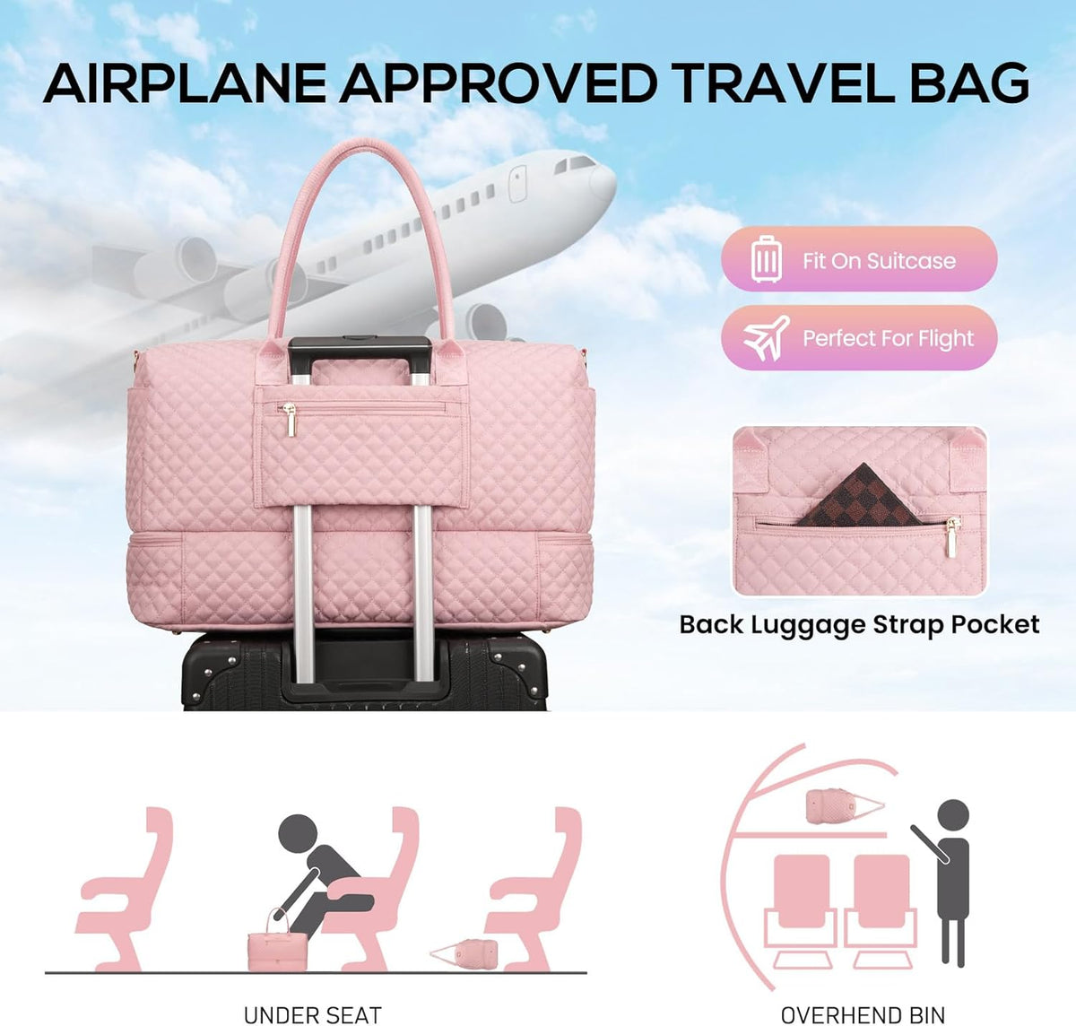 Travel Bag Weekender Bags for Women - Carry on Overnight Bag with Shoe Compartment Duffle Bag with Laptop Pocket Hospital Bag for Labor Delivery Gym Tote Bag with Toiletry Bag Black Brown