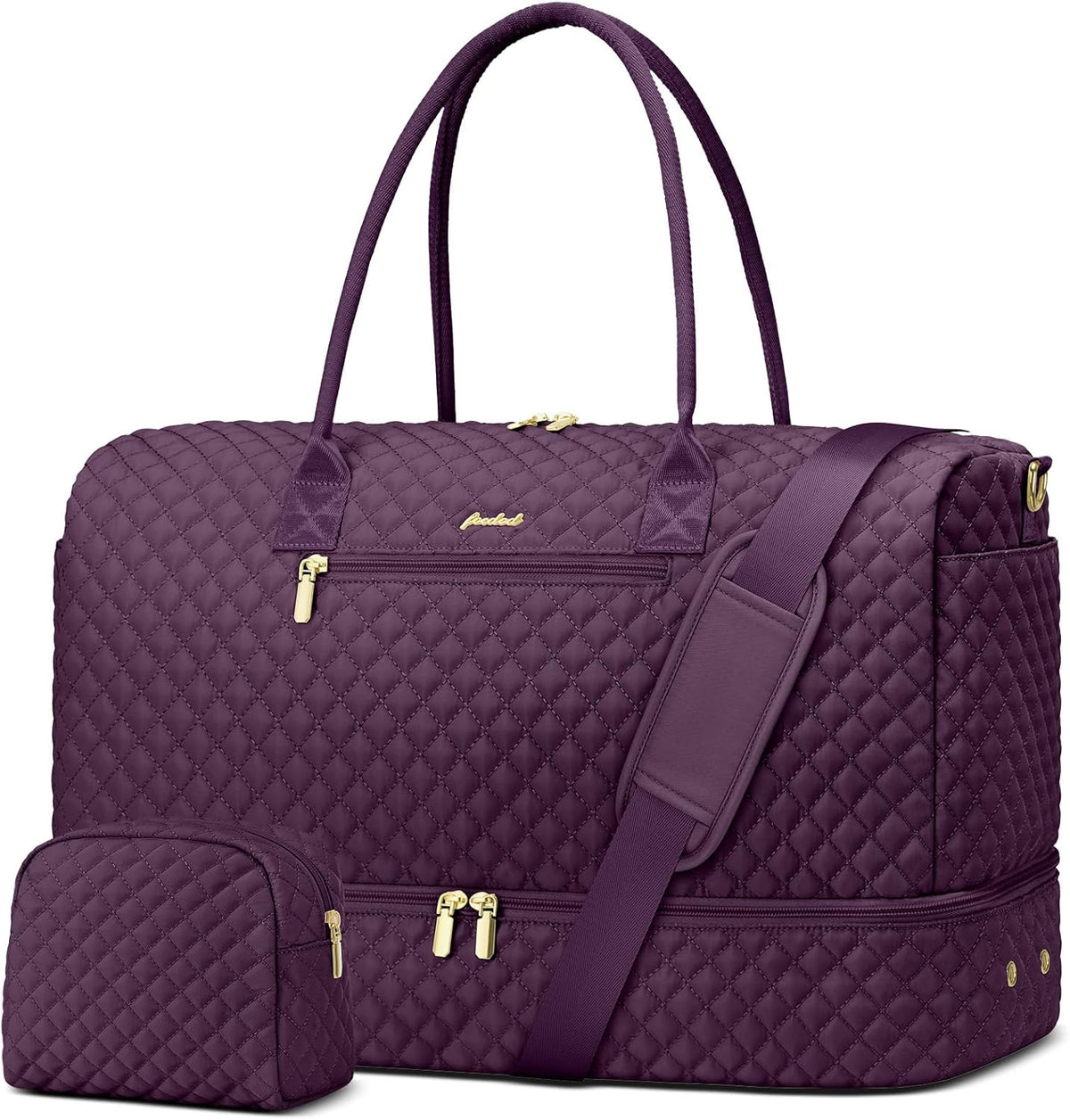 Travel Bag Weekender Bags for Women - Carry on Overnight Bag with Shoe Compartment Duffle Bag with Laptop Pocket Hospital Bag for Labor Delivery Gym Tote Bag with Toiletry Bag Black Brown