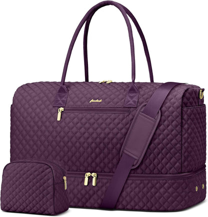 Travel Bag Weekender Bags for Women - Carry on Overnight Bag with Shoe Compartment Duffle Bag with Laptop Pocket Hospital Bag for Labor Delivery Gym Tote Bag with Toiletry Bag Black Brown