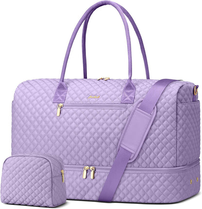 Travel Bag Weekender Bags for Women - Carry on Overnight Bag with Shoe Compartment Duffle Bag with Laptop Pocket Hospital Bag for Labor Delivery Gym Tote Bag with Toiletry Bag Black Brown