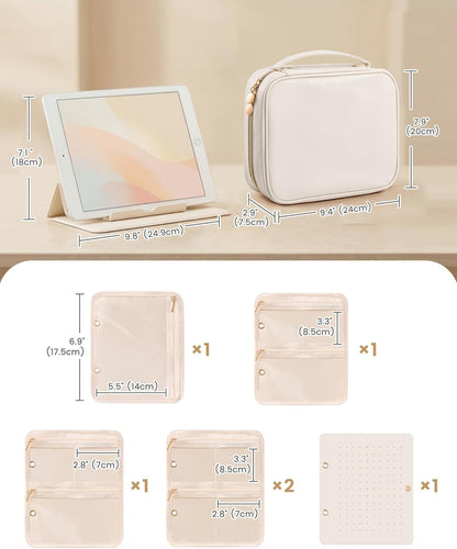 Travel Jewelry Notebook Organizer Case, Large Jewelry Binder Book with Individual Pouches, Portable Leather Zippered Bag for Jewelry Storage of Earring, Ring & Necklace, Gift for Women -Black