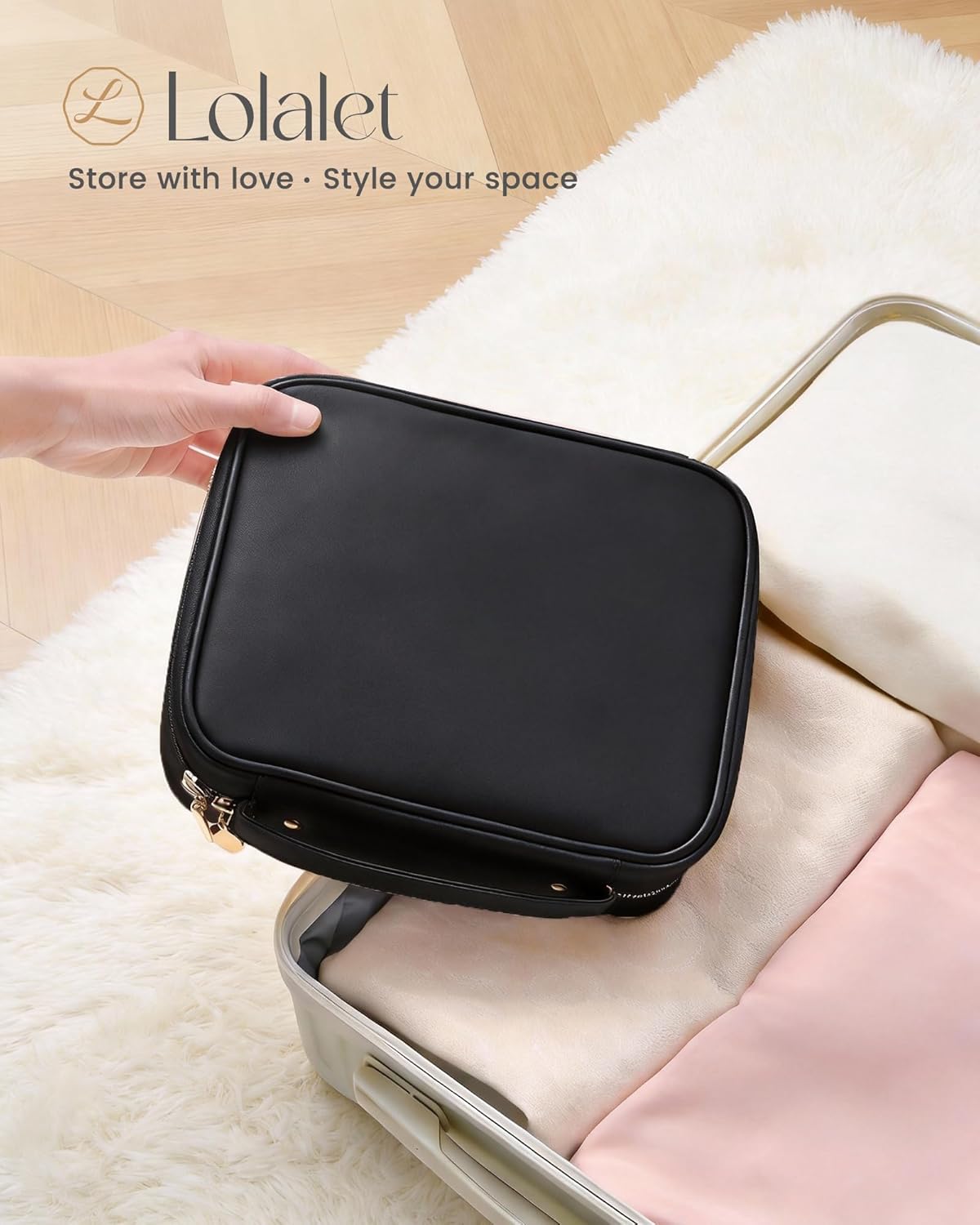 Travel Jewelry Notebook Organizer Case, Large Jewelry Binder Book with Individual Pouches, Portable Leather Zippered Bag for Jewelry Storage of Earring, Ring & Necklace, Gift for Women -Black