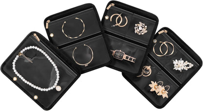 Travel Jewelry Notebook Organizer Case, Large Jewelry Binder Book with Individual Pouches, Portable Leather Zippered Bag for Jewelry Storage of Earring, Ring & Necklace, Gift for Women -Black