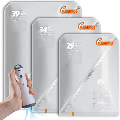 Vacuum Seal Bags for Clothing with Rechargeable Cordless Pump, 12 Pack Compression Packing Bags, Space Saver Storage for Seasonal Clothes Bedding Blanket Pillows Comforters Luggage Travel