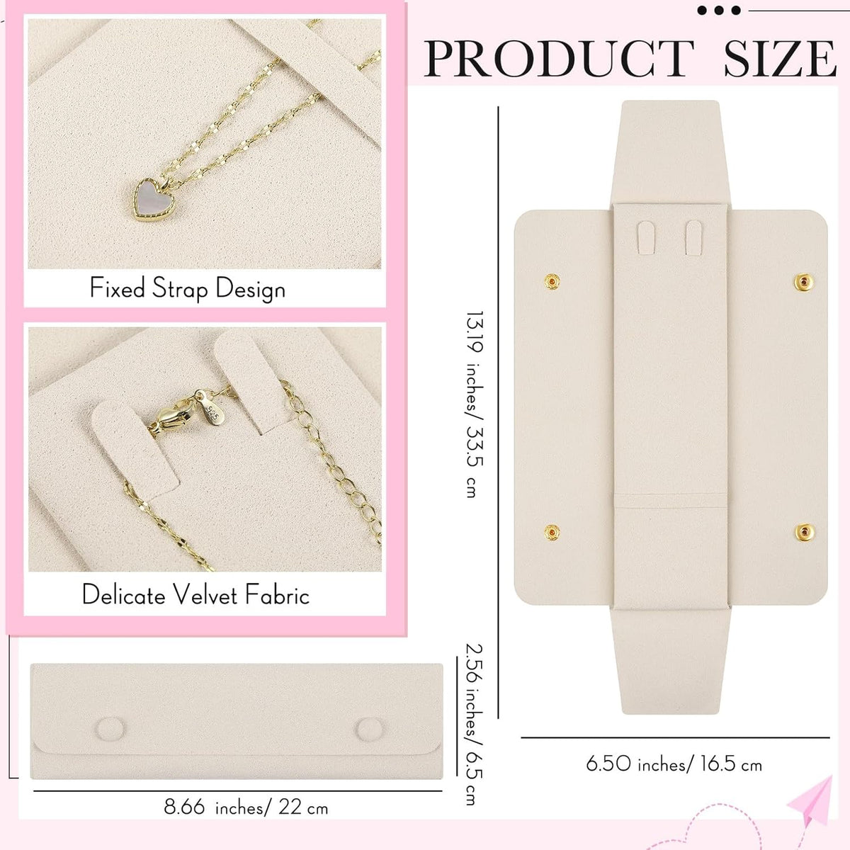 12 Pcs Necklace Travel Case No Tangle Portable Travel Necklace Organizer Microfiber Jewelry Pouch Storage Bag Bridesmaid Gifts for Women Wedding Bridal Shower Birthday (Pink)