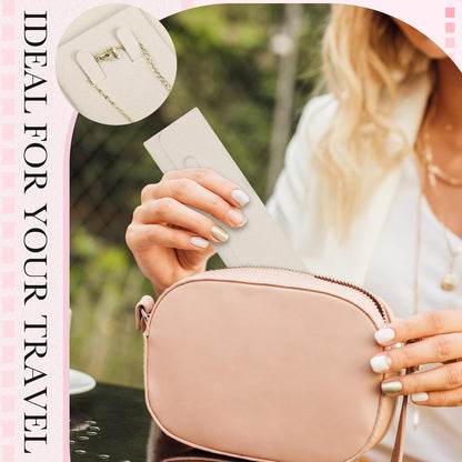 12 Pcs Necklace Travel Case No Tangle Portable Travel Necklace Organizer Microfiber Jewelry Pouch Storage Bag Bridesmaid Gifts for Women Wedding Bridal Shower Birthday (Pink)