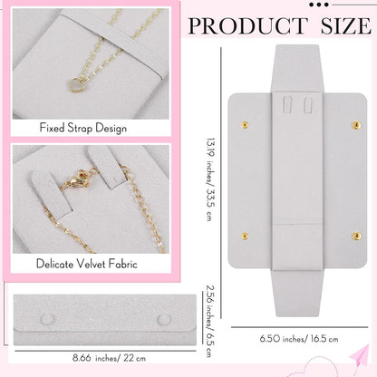 12 Pcs Necklace Travel Case No Tangle Portable Travel Necklace Organizer Microfiber Jewelry Pouch Storage Bag Bridesmaid Gifts for Women Wedding Bridal Shower Birthday (Pink)