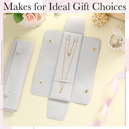 12 Pcs Necklace Travel Case No Tangle Portable Travel Necklace Organizer Microfiber Jewelry Pouch Storage Bag Bridesmaid Gifts for Women Wedding Bridal Shower Birthday (Pink)