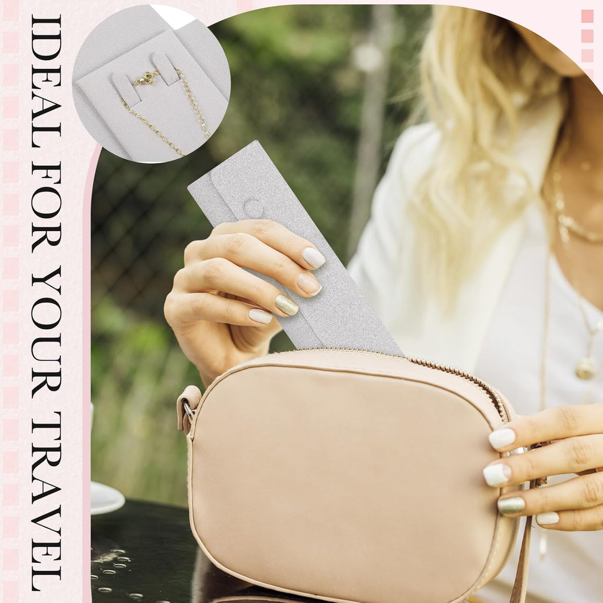 12 Pcs Necklace Travel Case No Tangle Portable Travel Necklace Organizer Microfiber Jewelry Pouch Storage Bag Bridesmaid Gifts for Women Wedding Bridal Shower Birthday (Pink)