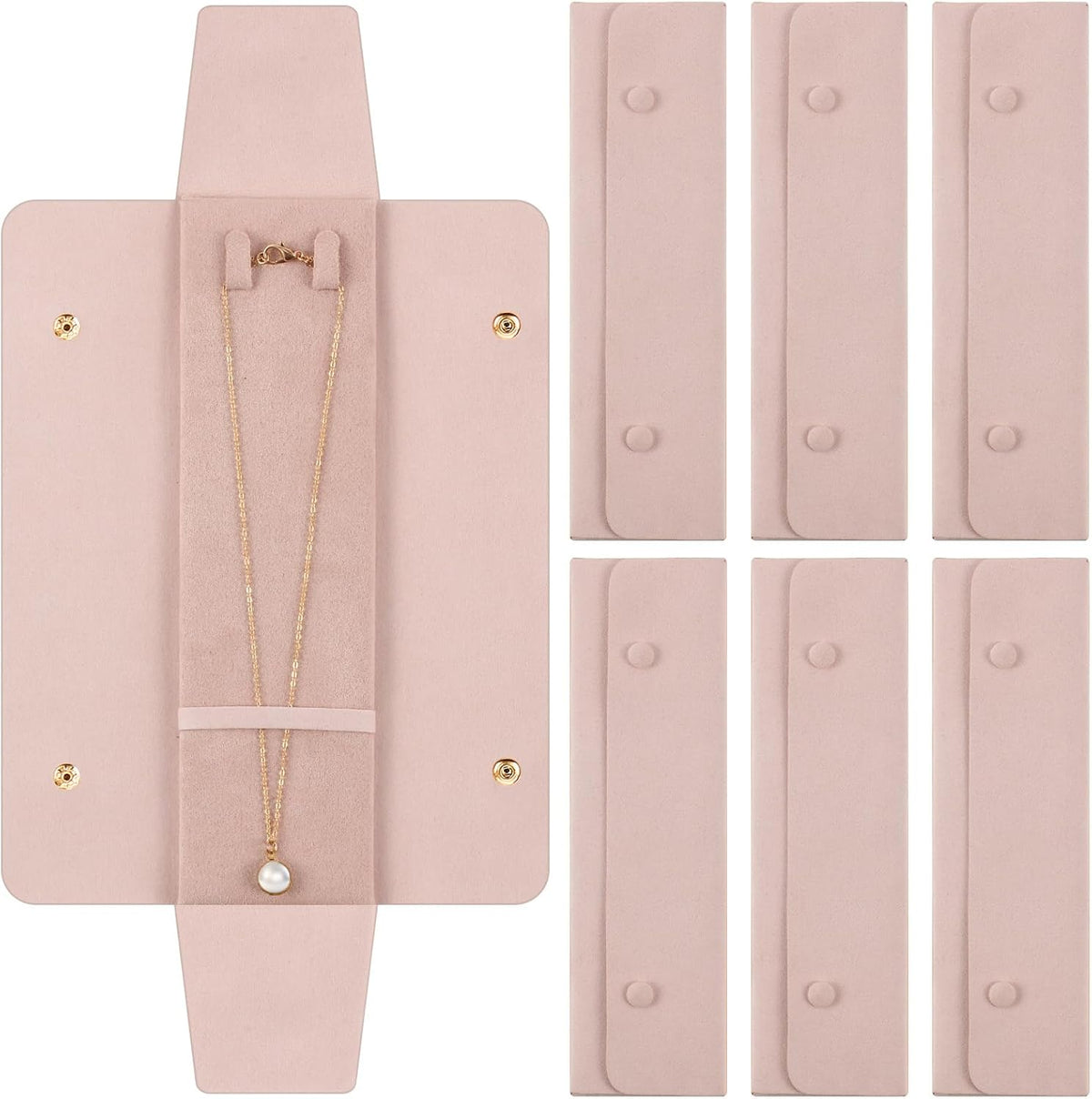 12 Pcs Necklace Travel Case No Tangle Portable Travel Necklace Organizer Microfiber Jewelry Pouch Storage Bag Bridesmaid Gifts for Women Wedding Bridal Shower Birthday (Pink)