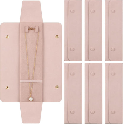 12 Pcs Necklace Travel Case No Tangle Portable Travel Necklace Organizer Microfiber Jewelry Pouch Storage Bag Bridesmaid Gifts for Women Wedding Bridal Shower Birthday (Pink)