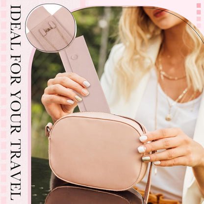 12 Pcs Necklace Travel Case No Tangle Portable Travel Necklace Organizer Microfiber Jewelry Pouch Storage Bag Bridesmaid Gifts for Women Wedding Bridal Shower Birthday (Pink)