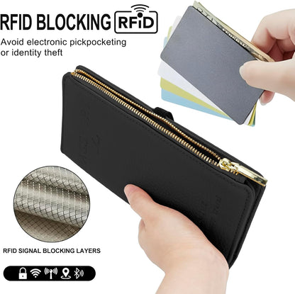 Passport Holder for Travel Women RFID Blocking Leather Passport Wallet Travel Document Organizer Pouch Bag, Slim Passport Cover Case with Zipper Cash Pocket Purse+Card Slots+ID Window, White