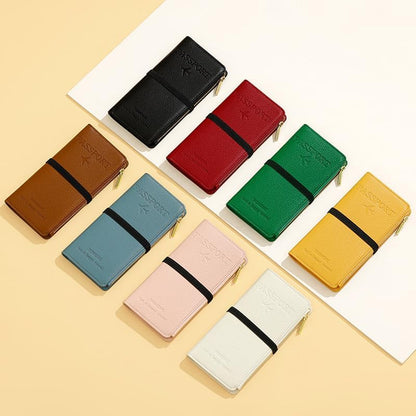 Passport Holder for Travel Women RFID Blocking Leather Passport Wallet Travel Document Organizer Pouch Bag, Slim Passport Cover Case with Zipper Cash Pocket Purse+Card Slots+ID Window, White