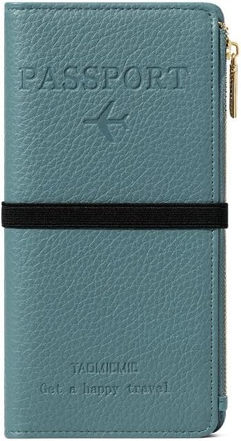 Passport Holder for Travel Women RFID Blocking Leather Passport Wallet Travel Document Organizer Pouch Bag, Slim Passport Cover Case with Zipper Cash Pocket Purse+Card Slots+ID Window, White