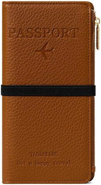 Passport Holder for Travel Women RFID Blocking Leather Passport Wallet Travel Document Organizer Pouch Bag, Slim Passport Cover Case with Zipper Cash Pocket Purse+Card Slots+ID Window, White