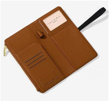 Passport Holder for Travel Women RFID Blocking Leather Passport Wallet Travel Document Organizer Pouch Bag, Slim Passport Cover Case with Zipper Cash Pocket Purse+Card Slots+ID Window, White
