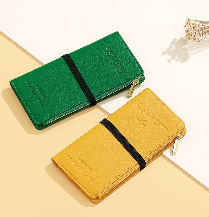 Passport Holder for Travel Women RFID Blocking Leather Passport Wallet Travel Document Organizer Pouch Bag, Slim Passport Cover Case with Zipper Cash Pocket Purse+Card Slots+ID Window, White