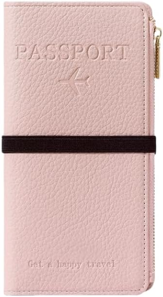 Passport Holder for Travel Women RFID Blocking Leather Passport Wallet Travel Document Organizer Pouch Bag, Slim Passport Cover Case with Zipper Cash Pocket Purse+Card Slots+ID Window, White