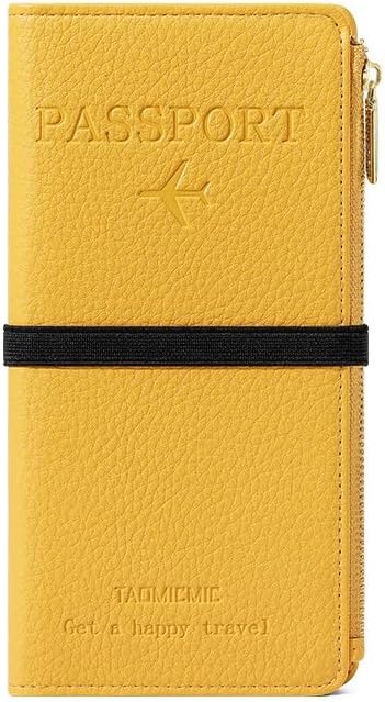Passport Holder for Travel Women RFID Blocking Leather Passport Wallet Travel Document Organizer Pouch Bag, Slim Passport Cover Case with Zipper Cash Pocket Purse+Card Slots+ID Window, White