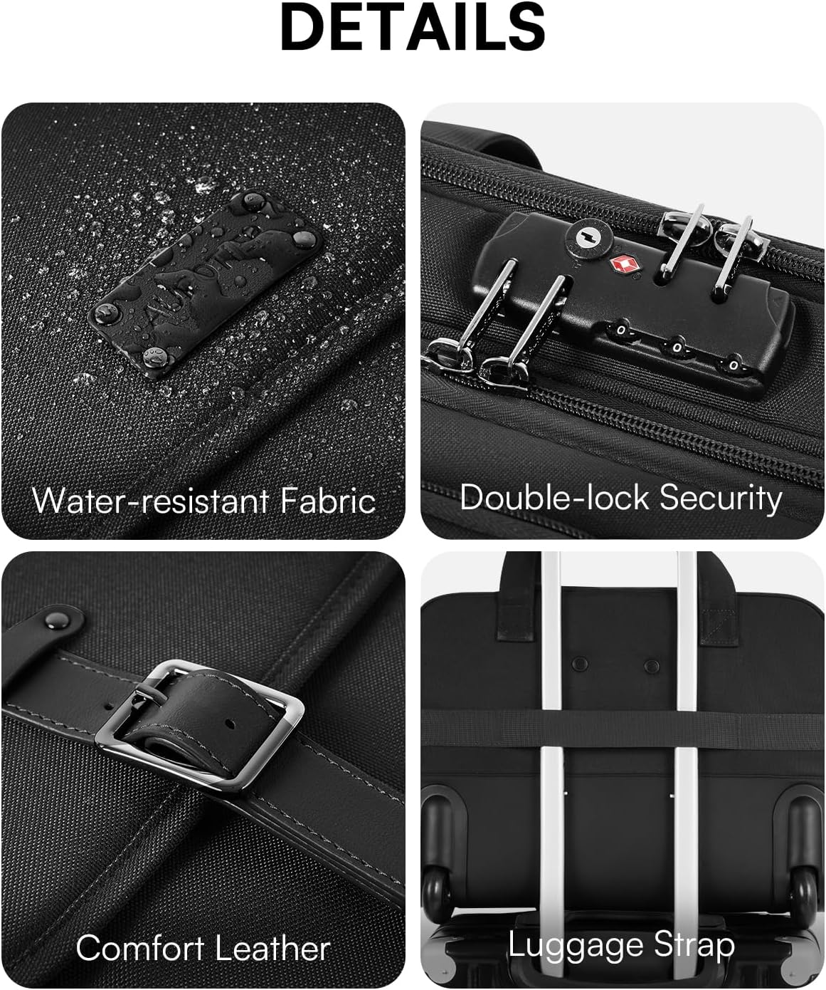 Rolling Laptop Bag, Briefcase for Men and Women, 16 Inch Computer Bag with Wheels Underseat Carry on Luggage, Laptop Briefcase Case for Work, Travel, College Teacher, Mobile Office Bag, Black