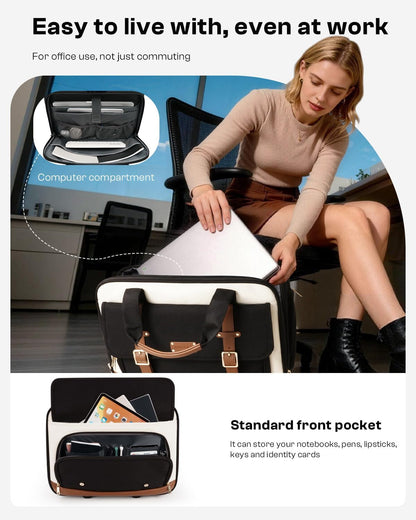 Rolling Laptop Bag, Briefcase for Men and Women, 16 Inch Computer Bag with Wheels Underseat Carry on Luggage, Laptop Briefcase Case for Work, Travel, College Teacher, Mobile Office Bag, Black