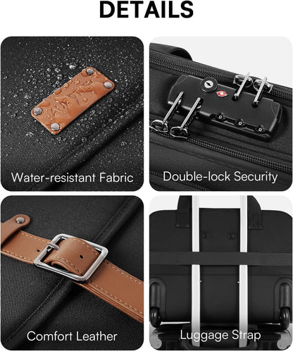 Rolling Laptop Bag, Briefcase for Men and Women, 16 Inch Computer Bag with Wheels Underseat Carry on Luggage, Laptop Briefcase Case for Work, Travel, College Teacher, Mobile Office Bag, Black