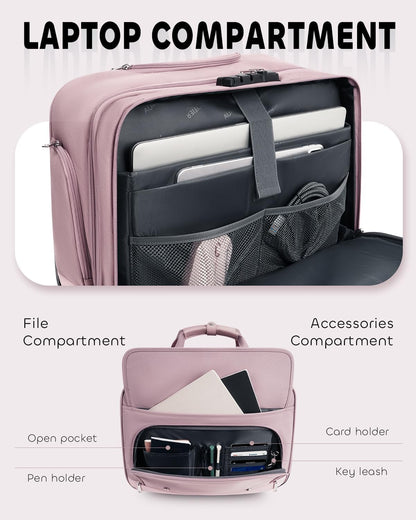 Rolling Laptop Bag, Briefcase for Men and Women, 16 Inch Computer Bag with Wheels Underseat Carry on Luggage, Laptop Briefcase Case for Work, Travel, College Teacher, Mobile Office Bag, Black