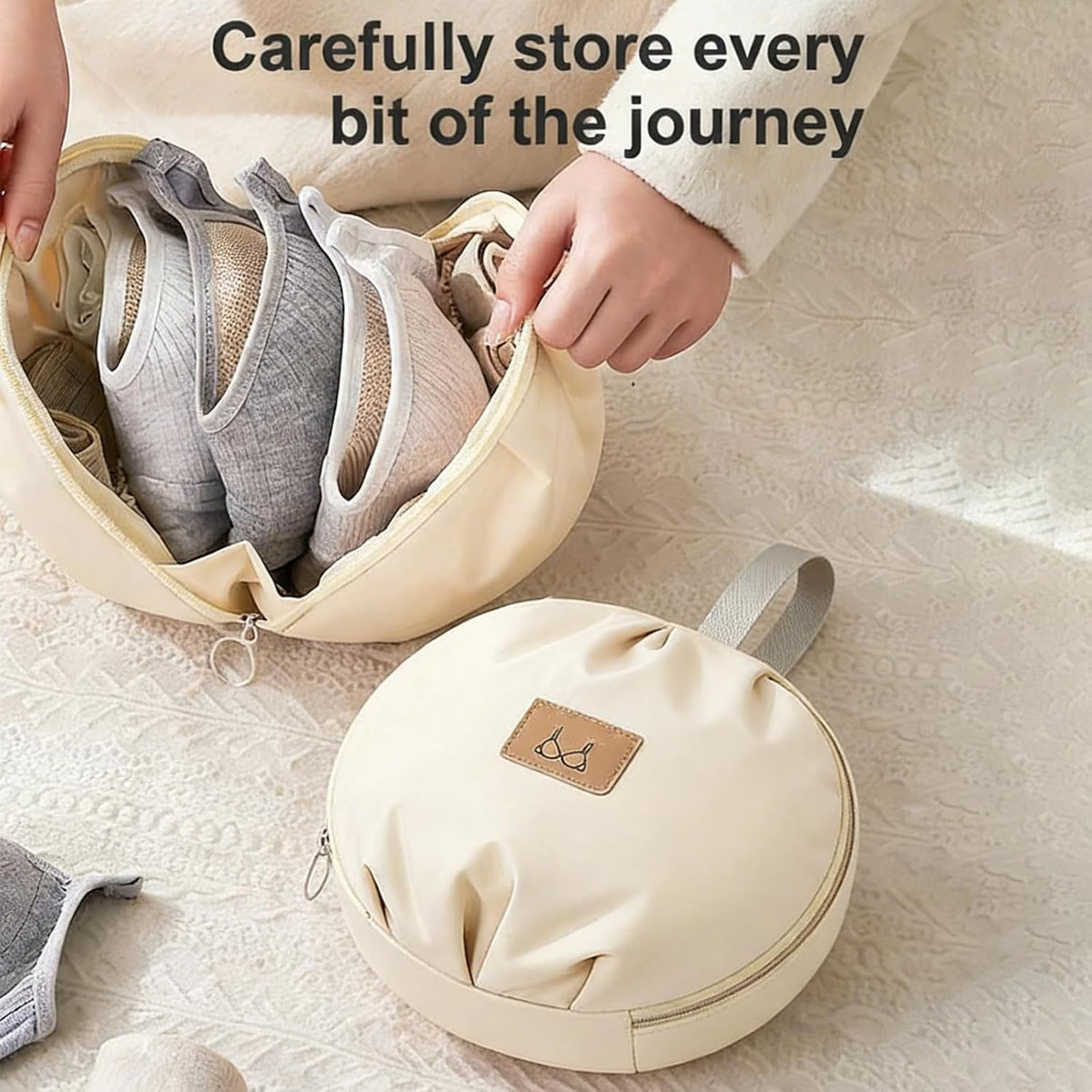 Lingerie Storage Bag Set, Multi-compartment Travel Underwear Organizer Bag, Travel Underwear Packing Cube for Women – Portable Luggage Organizer, Lingerie Bags for Storage (White)