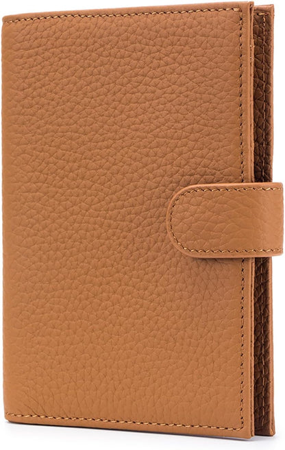 RFID Slim Passport Holder for Man & Women, Compact Leather Passport Wallet with Card Holders SIM Slots, Zippered Coins Pocket and Cash Holder Travel Passport Cover Case, Dark Blue
