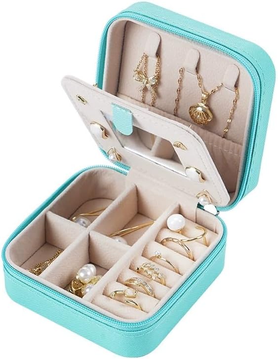 Compact And Secure Jewelry Boxes For Women Small Jewelris Box For Travel Portable Case With Lock And Key Beautiful Jewelry Organizer And Storage Solution (Pink bu, B)
