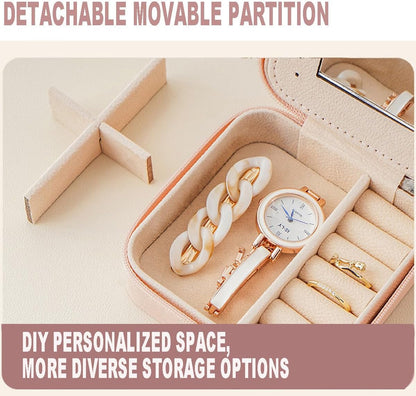 Compact And Secure Jewelry Boxes For Women Small Jewelris Box For Travel Portable Case With Lock And Key Beautiful Jewelry Organizer And Storage Solution (Pink bu, B)