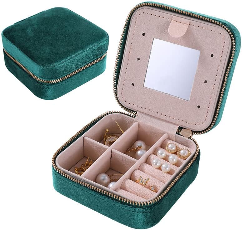 Compact And Secure Jewelry Boxes For Women Small Jewelris Box For Travel Portable Case With Lock And Key Beautiful Jewelry Organizer And Storage Solution (Pink bu, B)