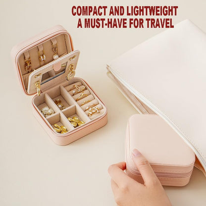 Compact And Secure Jewelry Boxes For Women Small Jewelris Box For Travel Portable Case With Lock And Key Beautiful Jewelry Organizer And Storage Solution (Pink bu, B)