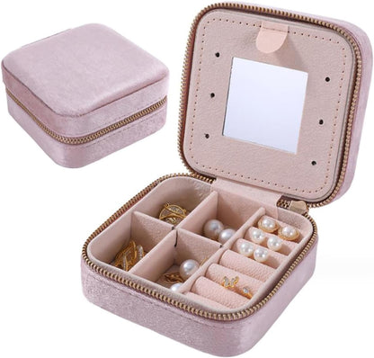 Compact And Secure Jewelry Boxes For Women Small Jewelris Box For Travel Portable Case With Lock And Key Beautiful Jewelry Organizer And Storage Solution (Pink bu, B)