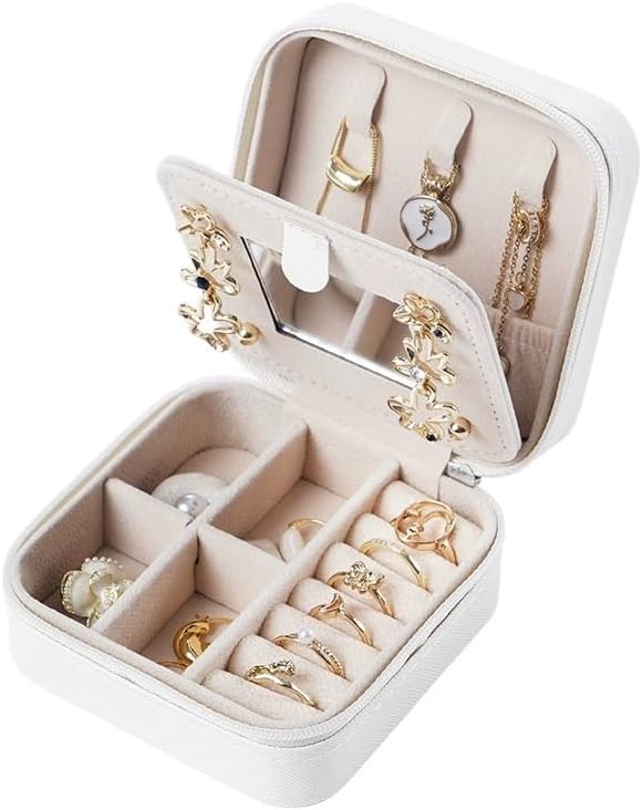 Compact And Secure Jewelry Boxes For Women Small Jewelris Box For Travel Portable Case With Lock And Key Beautiful Jewelry Organizer And Storage Solution (Pink bu, B)