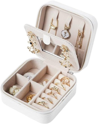 Compact And Secure Jewelry Boxes For Women Small Jewelris Box For Travel Portable Case With Lock And Key Beautiful Jewelry Organizer And Storage Solution (Pink bu, B)