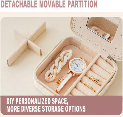Compact And Secure Jewelry Boxes For Women Small Jewelris Box For Travel Portable Case With Lock And Key Beautiful Jewelry Organizer And Storage Solution (Pink bu, B)