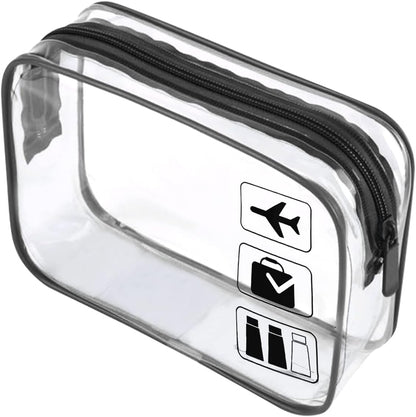 Clear Travel Toiletry Bag TSA Approved Quart Size Travel Bag Airport Carry On Liquid Cosmetic Pouch Clear Shower Bag Transparent Security Toiletry Bags (Pink)