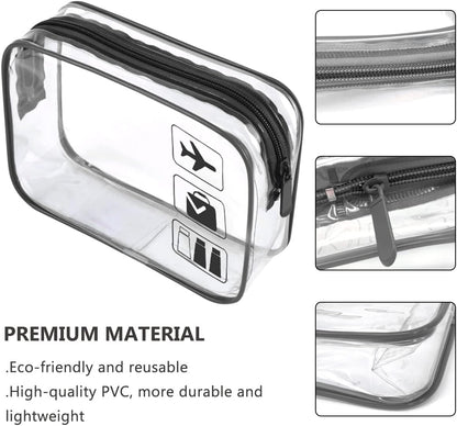 Clear Travel Toiletry Bag TSA Approved Quart Size Travel Bag Airport Carry On Liquid Cosmetic Pouch Clear Shower Bag Transparent Security Toiletry Bags (Pink)