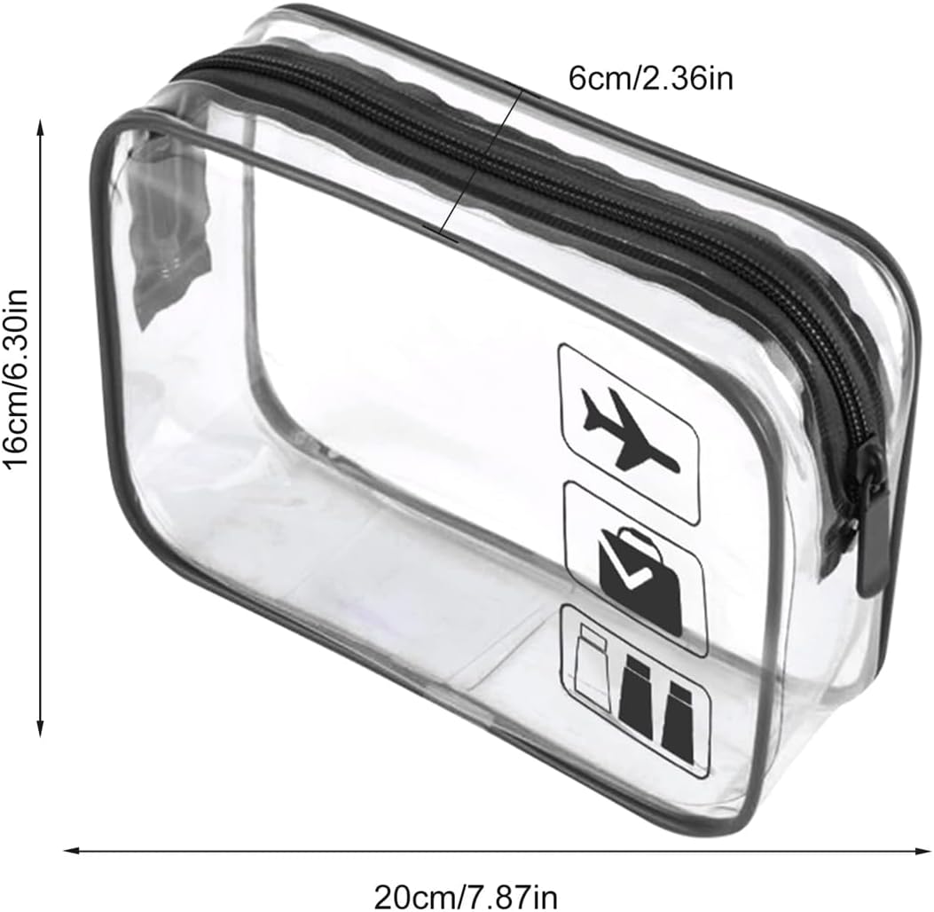 Clear Travel Toiletry Bag TSA Approved Quart Size Travel Bag Airport Carry On Liquid Cosmetic Pouch Clear Shower Bag Transparent Security Toiletry Bags (Pink)