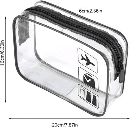 Clear Travel Toiletry Bag TSA Approved Quart Size Travel Bag Airport Carry On Liquid Cosmetic Pouch Clear Shower Bag Transparent Security Toiletry Bags (Pink)