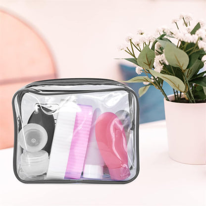 Clear Travel Toiletry Bag TSA Approved Quart Size Travel Bag Airport Carry On Liquid Cosmetic Pouch Clear Shower Bag Transparent Security Toiletry Bags (Pink)