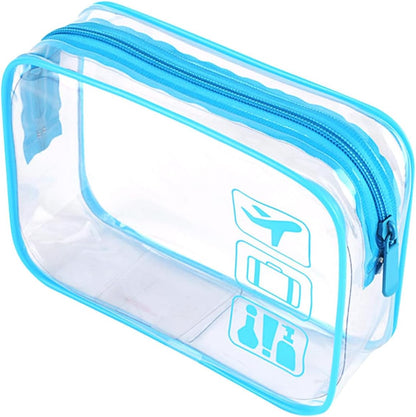 Clear Travel Toiletry Bag TSA Approved Quart Size Travel Bag Airport Carry On Liquid Cosmetic Pouch Clear Shower Bag Transparent Security Toiletry Bags (Pink)