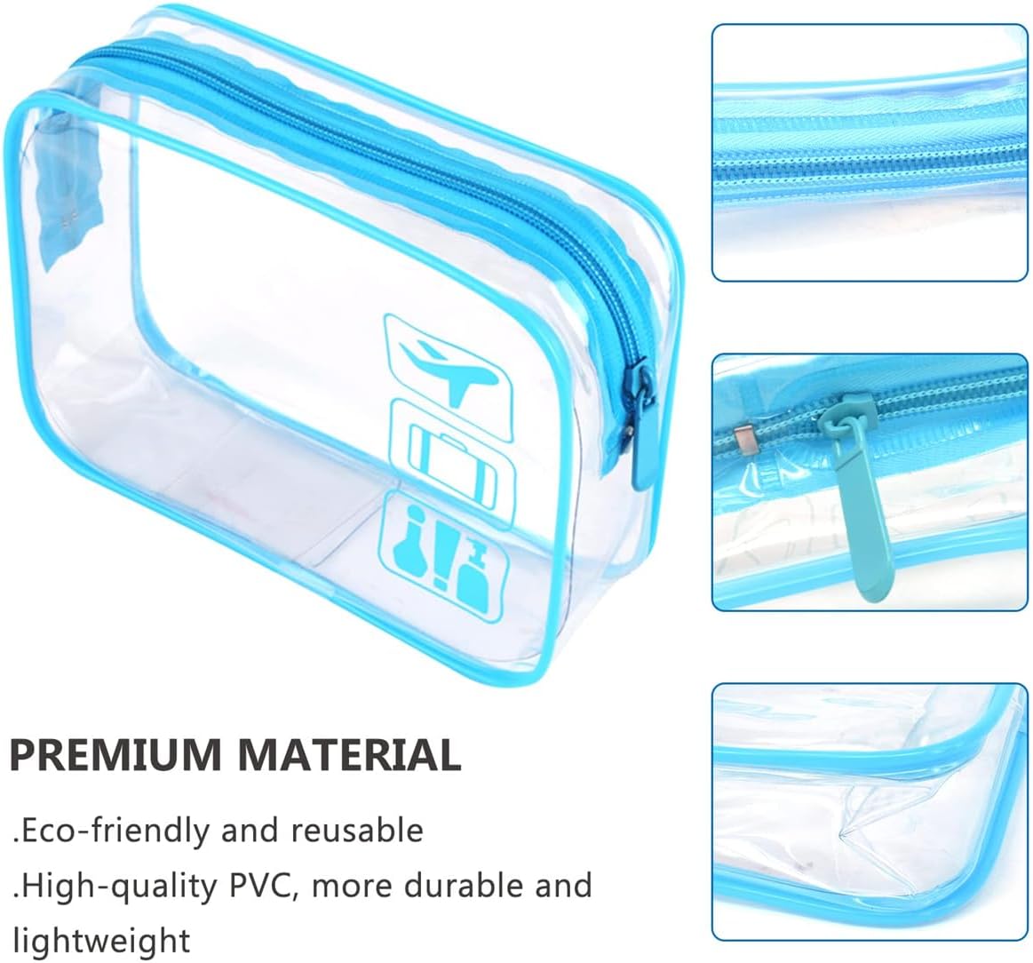 Clear Travel Toiletry Bag TSA Approved Quart Size Travel Bag Airport Carry On Liquid Cosmetic Pouch Clear Shower Bag Transparent Security Toiletry Bags (Pink)