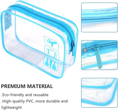 Clear Travel Toiletry Bag TSA Approved Quart Size Travel Bag Airport Carry On Liquid Cosmetic Pouch Clear Shower Bag Transparent Security Toiletry Bags (Pink)