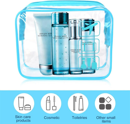 Clear Travel Toiletry Bag TSA Approved Quart Size Travel Bag Airport Carry On Liquid Cosmetic Pouch Clear Shower Bag Transparent Security Toiletry Bags (Pink)
