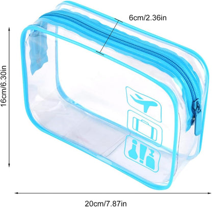 Clear Travel Toiletry Bag TSA Approved Quart Size Travel Bag Airport Carry On Liquid Cosmetic Pouch Clear Shower Bag Transparent Security Toiletry Bags (Pink)