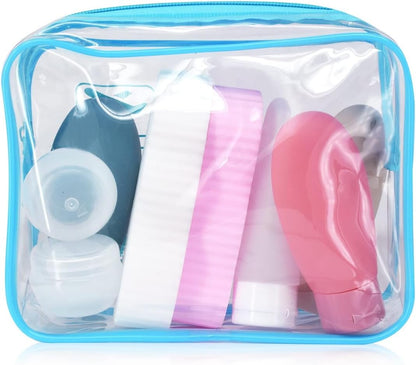 Clear Travel Toiletry Bag TSA Approved Quart Size Travel Bag Airport Carry On Liquid Cosmetic Pouch Clear Shower Bag Transparent Security Toiletry Bags (Pink)