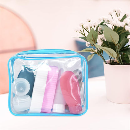 Clear Travel Toiletry Bag TSA Approved Quart Size Travel Bag Airport Carry On Liquid Cosmetic Pouch Clear Shower Bag Transparent Security Toiletry Bags (Pink)